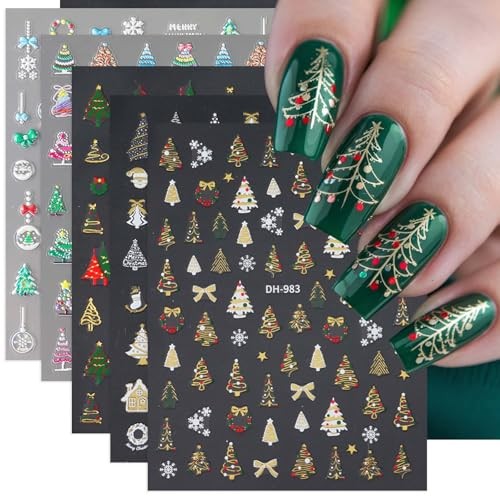 5 Sheets Christmas Nail Stickers 3D Christmas Nail Art Stickers christmas 17