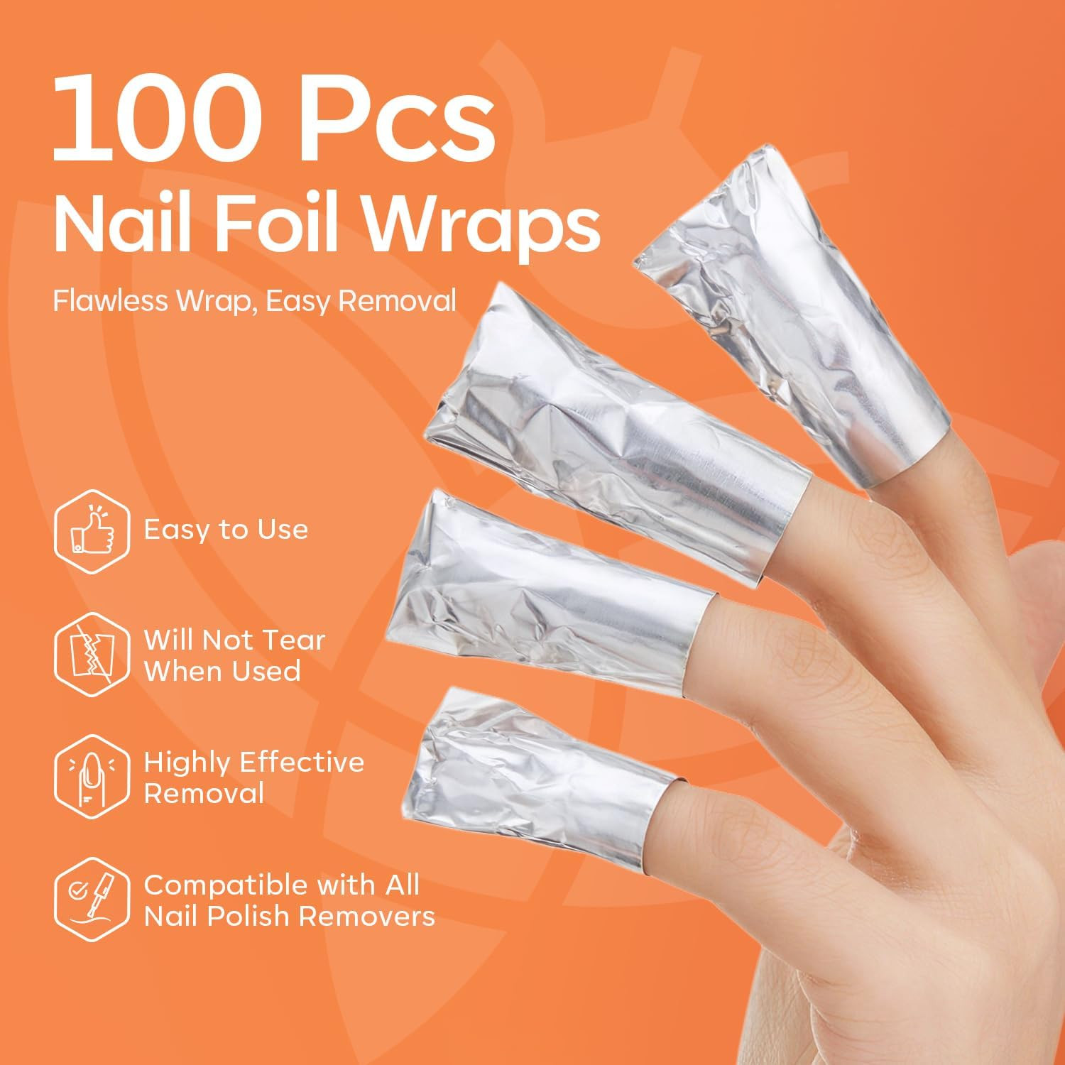 Nail Polish Remover Foil Wraps, 100 Pcs Pre-Cut Soak off Gel Nail Remover Wraps