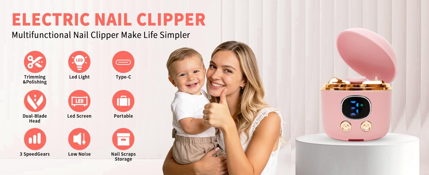 2026 Upgraded Electric Nail Clipper, Automatic Nail Trimmer with Digital