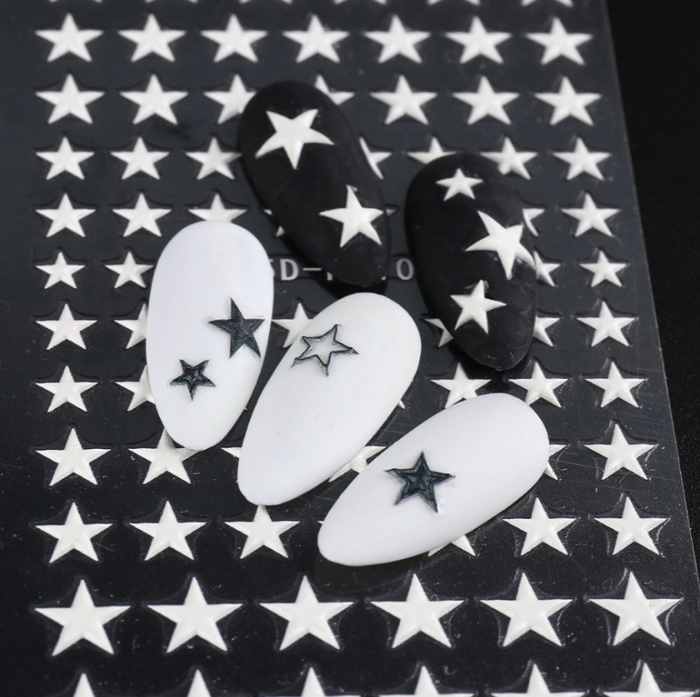 5D Embossed Nail Stickers Galaxies Star Moon Heart Engraved Adhesive DIY NS17