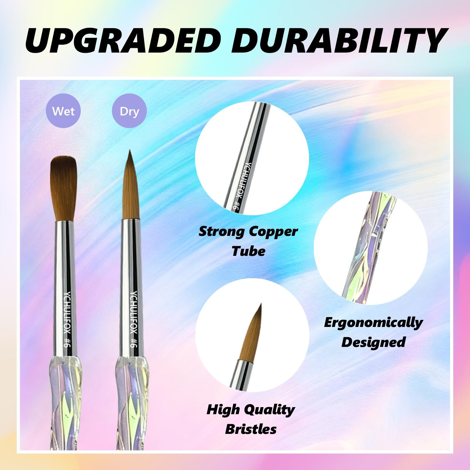 ,Acrylic Art Nail Kit with 6-Size Brushes (4/6/8/10/12/14) for Dip & Nail Art…