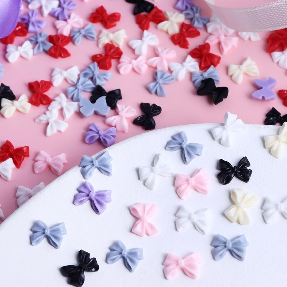 Bow Nail Charms Colorful 3D Bowknot Nail Art for Acrylic Nails Cute Resin Mix…