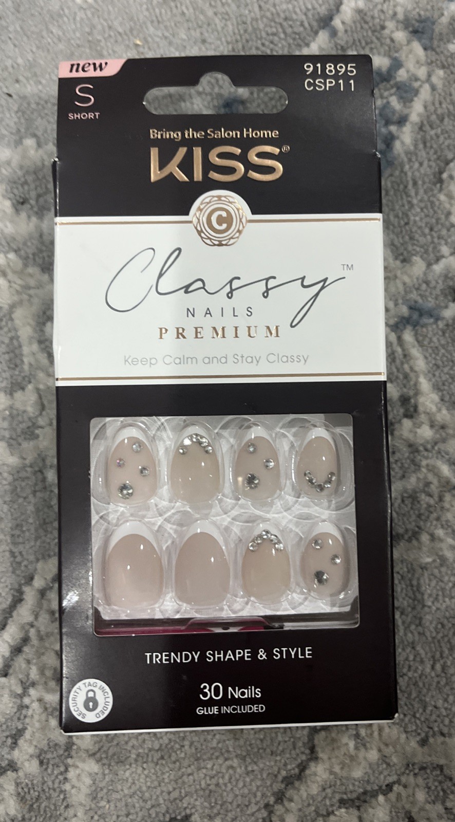 Kiss Premium Classy Nails Set With 3D Jewel Accents Diy Glam ~ 4 Pack