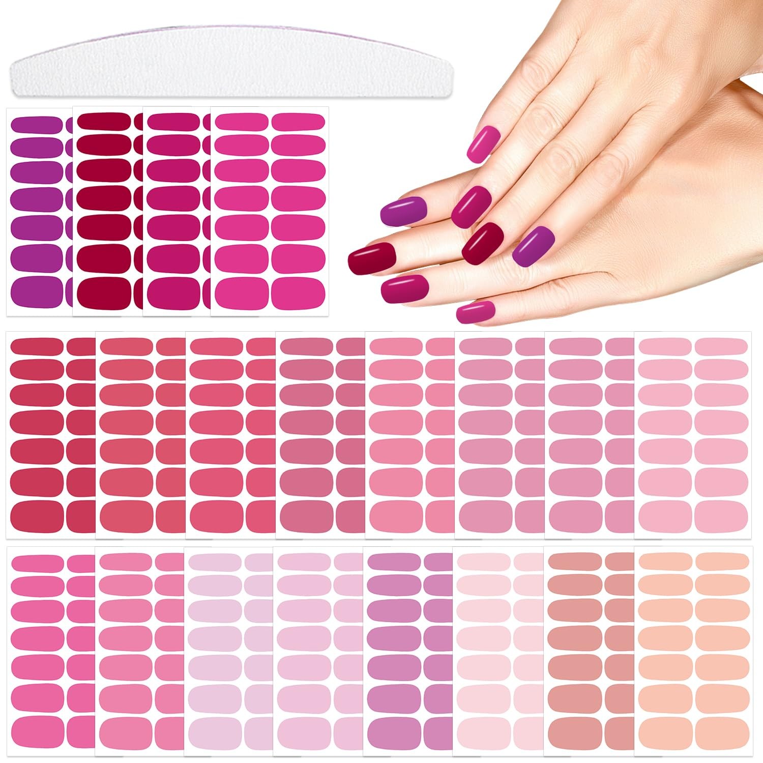 20 Sheets Red Pink Nail Wraps Full Stickers Nail Polish Strips Party Decor