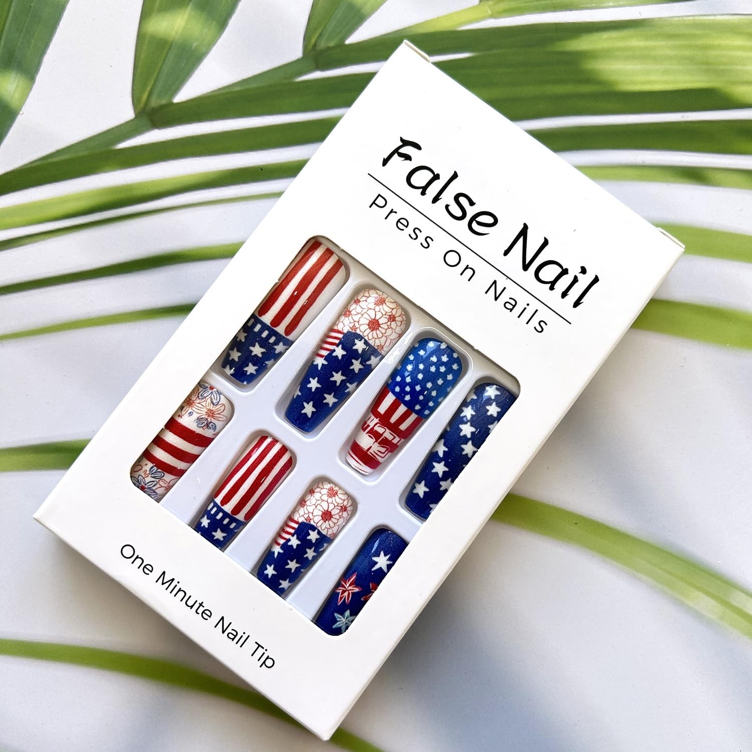 4th of July Independence Day Press on Nails Long Length Stars Patriotic False…