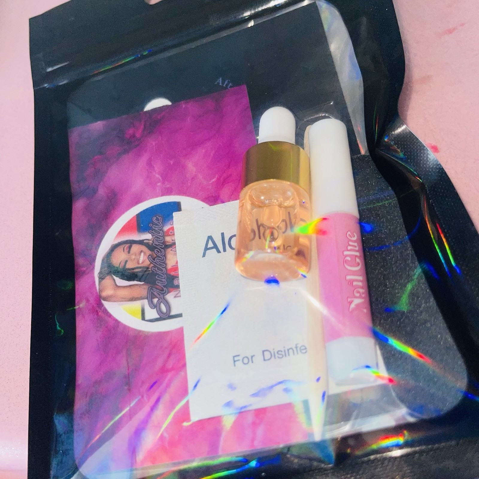 Authentic Nail Arts by Dia Almond Press-On Nails Brown Gold Glitter Moon Medium