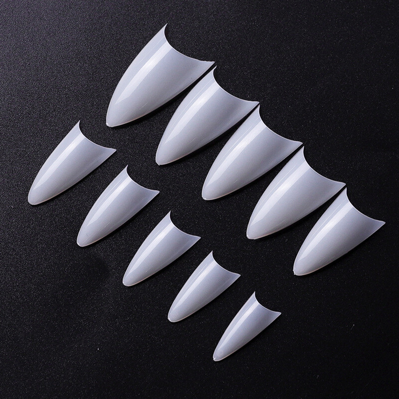 500 Pcs Stiletto Sharp False Nail Tips Nail Art Acrylic French Half False Tips