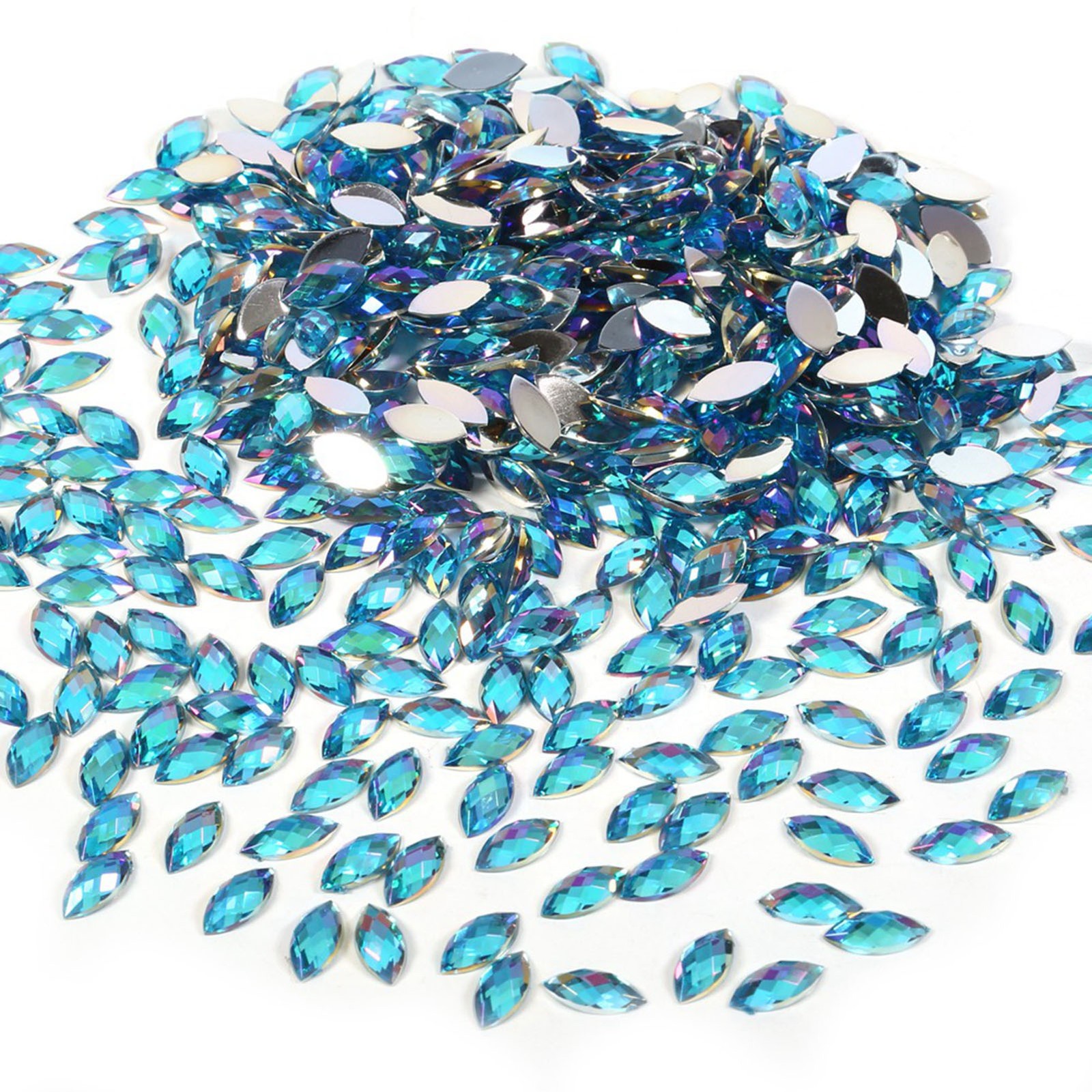 ¦Colorful Horse Eye Shape Acrylic Rhinestones Flat Back Art Accessories(Light