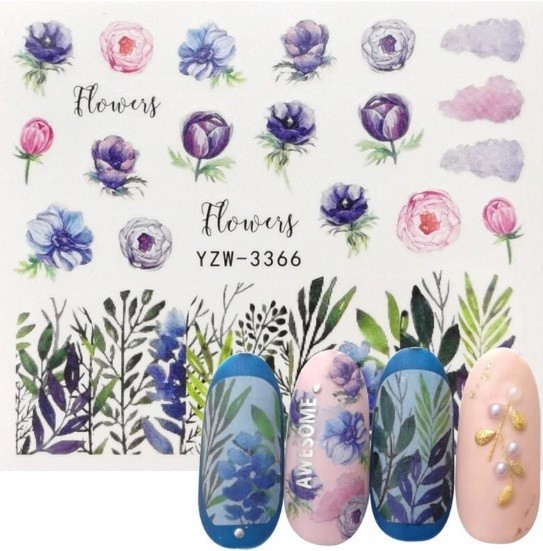 Flower, Floral Nail Art Water Decals DIY Nail Wraps.(Group 3)