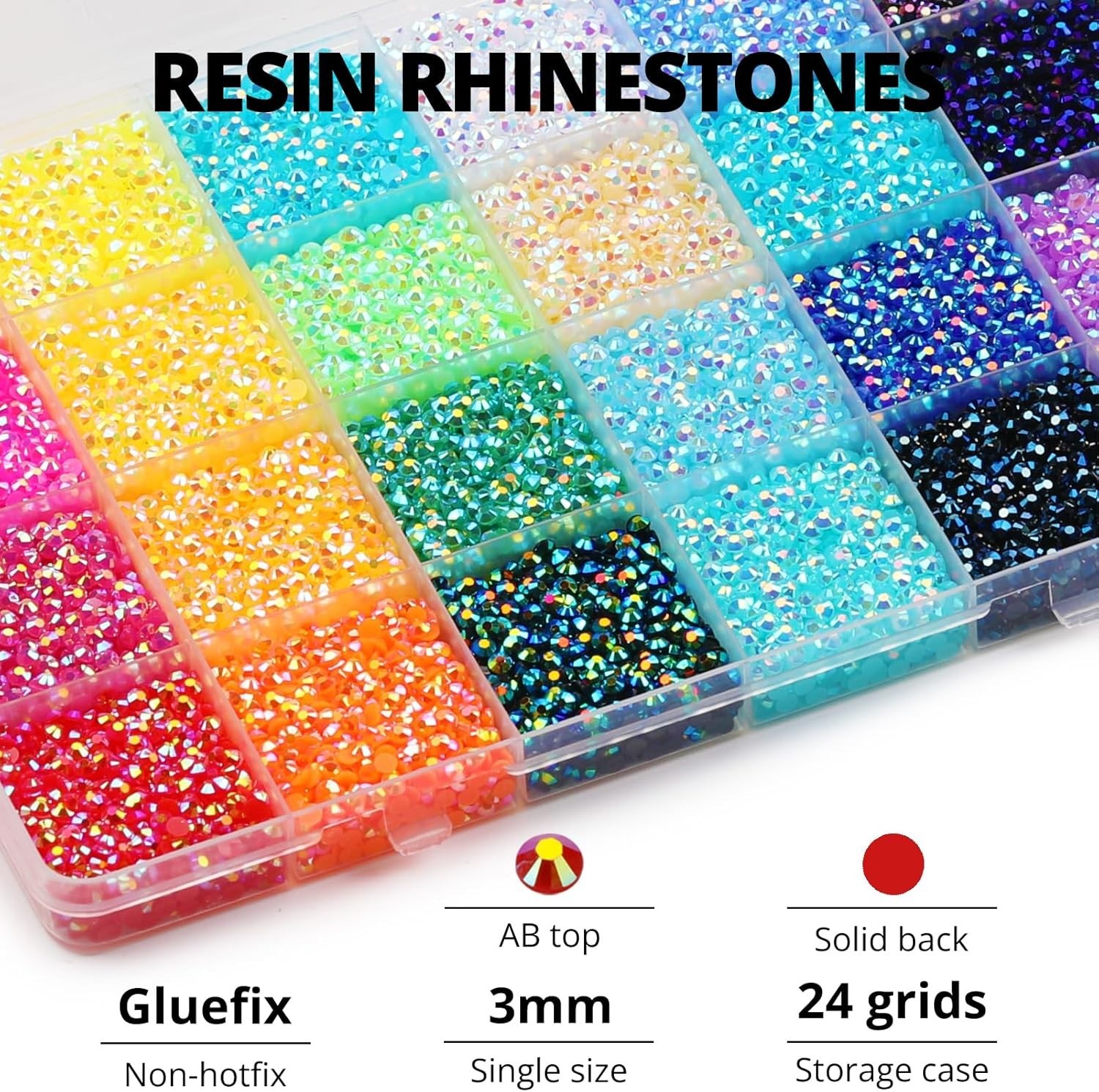 32000Pcs 3mm Rainbow Jelly Rhinestones Gems for Bedazzling Crafting, Colorful***