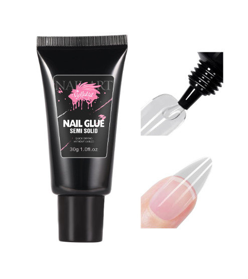 Solid Glue Gel for False Nail Tips, 30ml Gel Glue for Fake Nails Press On Nails,