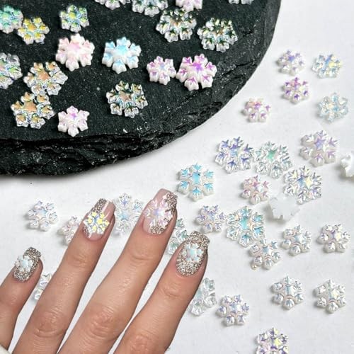 100Pcs Winter Nail Charms Christmas Snowflake Nail Gems Snowflake Nail Charms-3