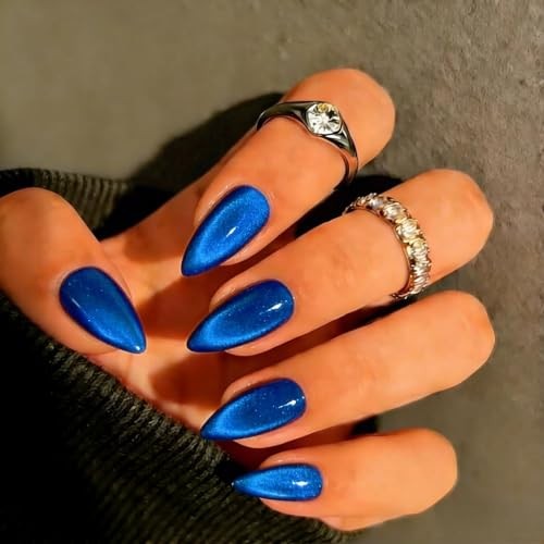 Almond Eye Press on Nails – Thick Chrome – Royal Blue – Thick Chrome