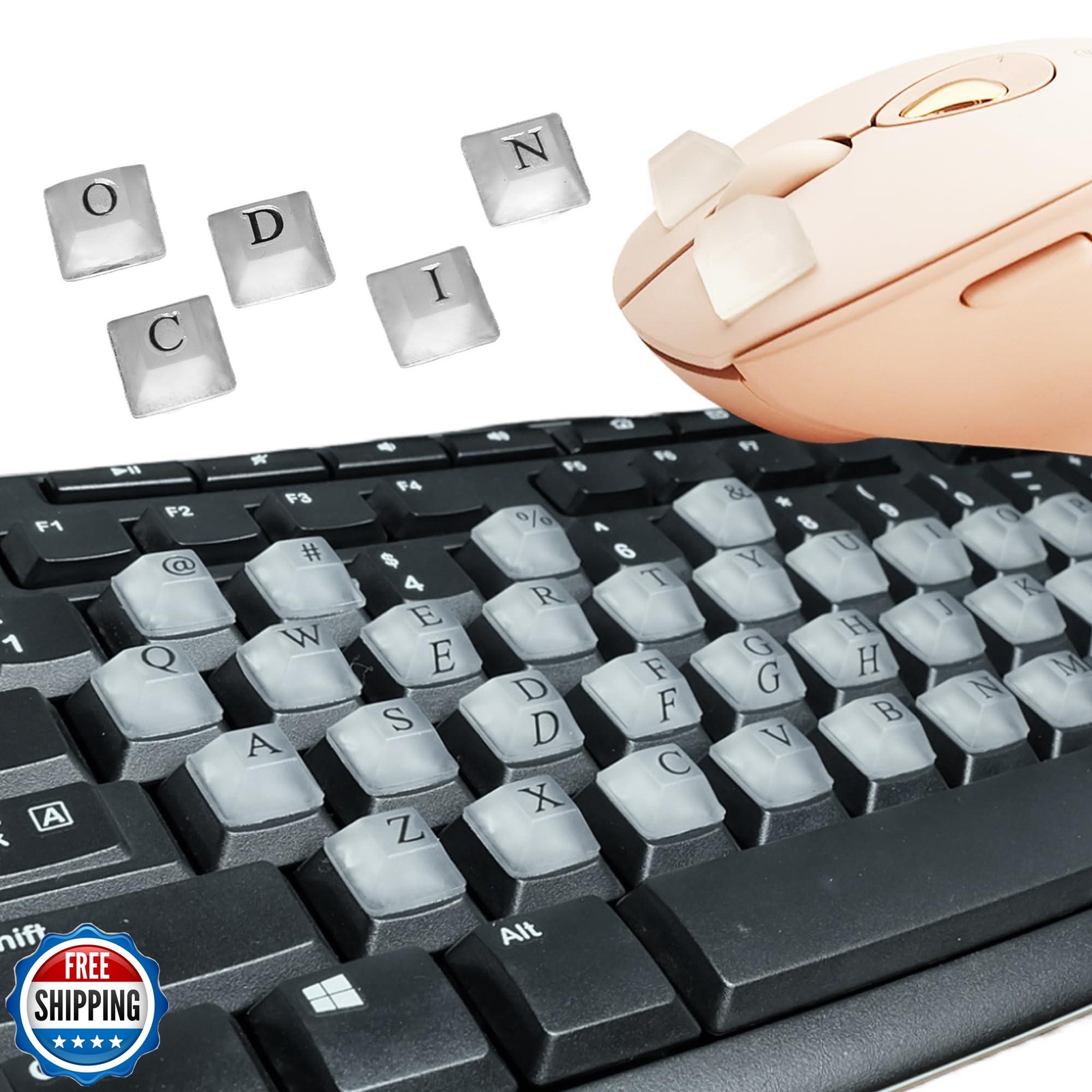 80 PCS Raised Keyboard Stickers with DIY Letter Decals for Nail-A