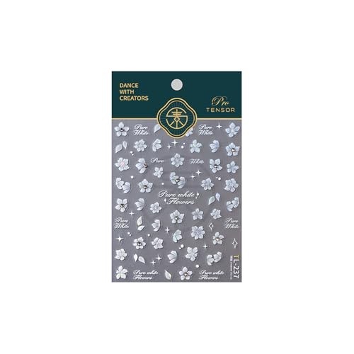 White Flower Nail Art Stickers Decals 1Pcs Flowers Nail Decals with Style 3