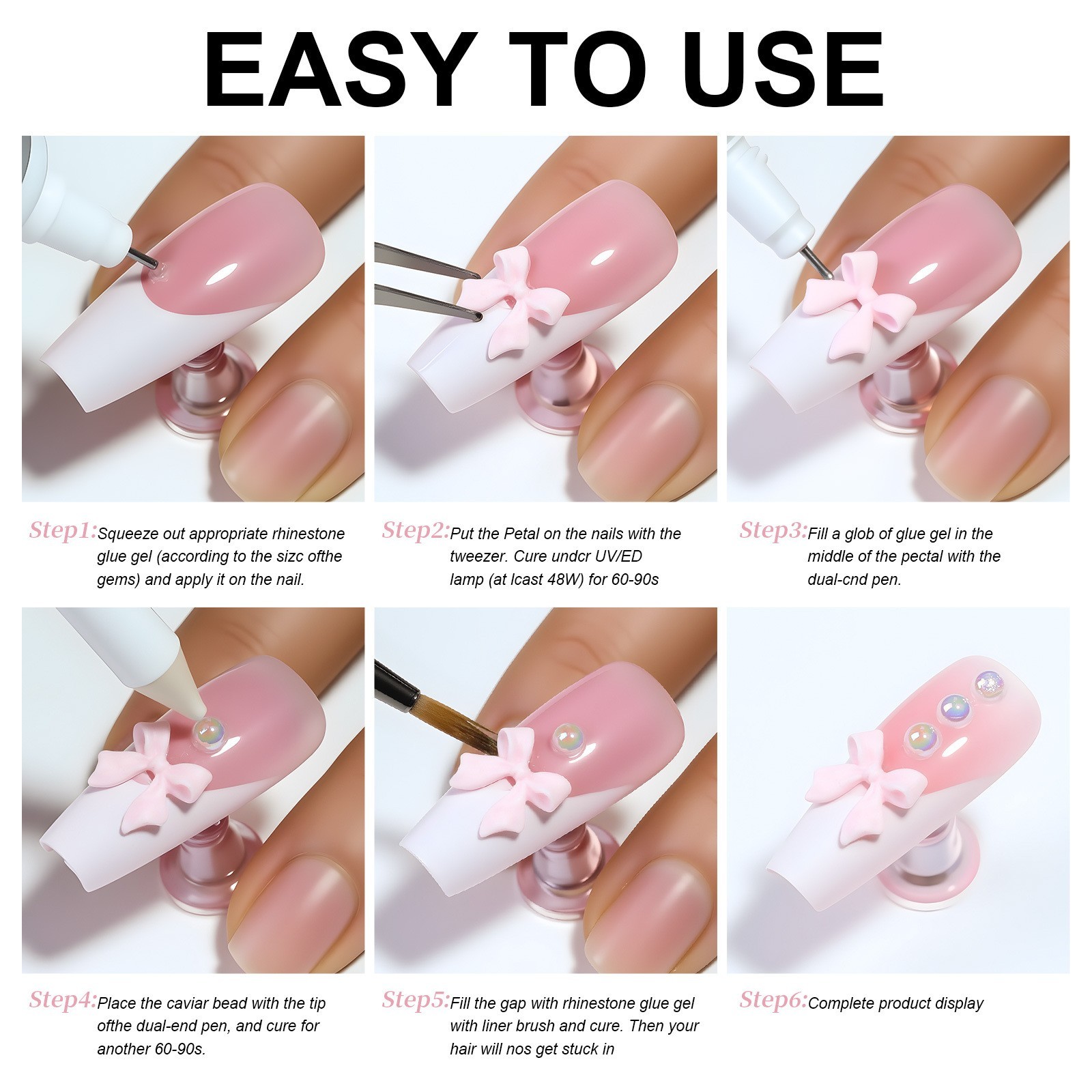 Flat Back Nail Art Rhinestones Wax Pen & Tweezers for Nails Mix Sizes 3/4/5/6mm