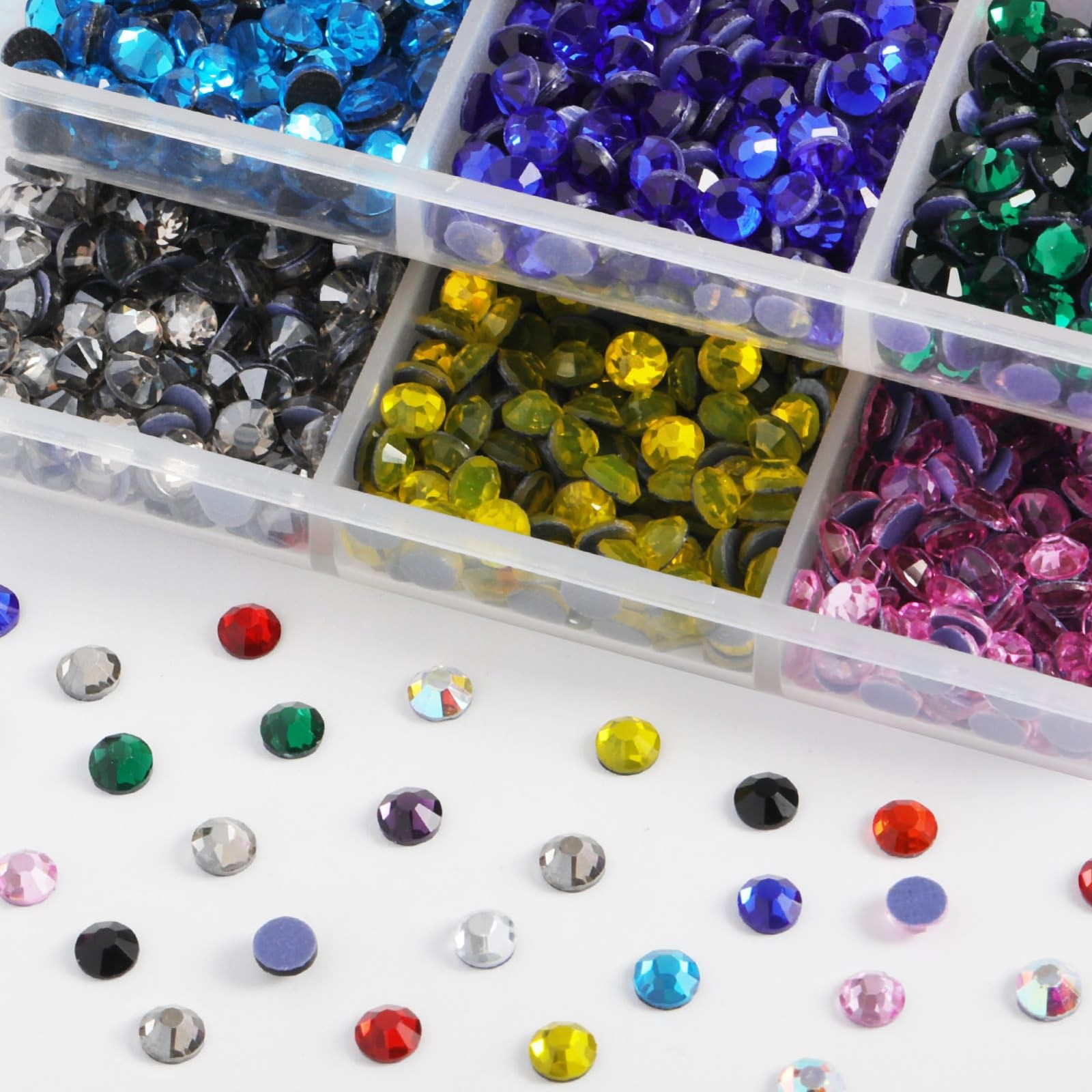 5400Pcs Multicolor Rhinestones 12 Mixed Color Hotfix Rhinestones Flatback Gemsto