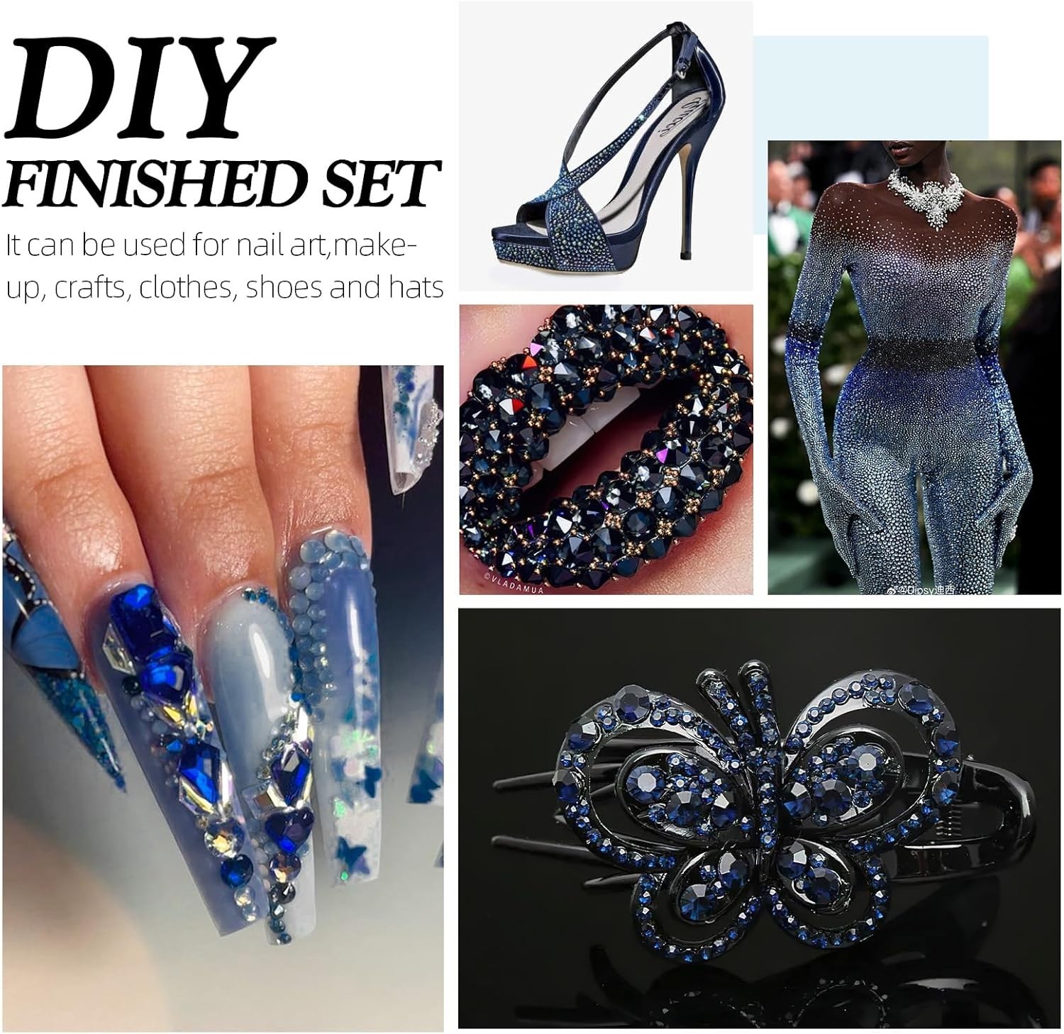 288 720 1440pcs Crystal Montana FlatBack Nail Art Rhinestones 3D Tips Decoration