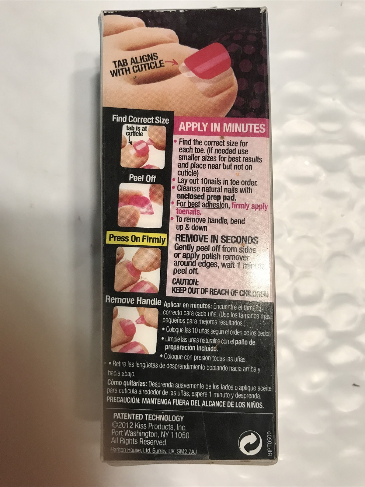 KISS Impress Press On Pedicure KLO130 UP ALL NIGHT (PINK) unsealed NIB