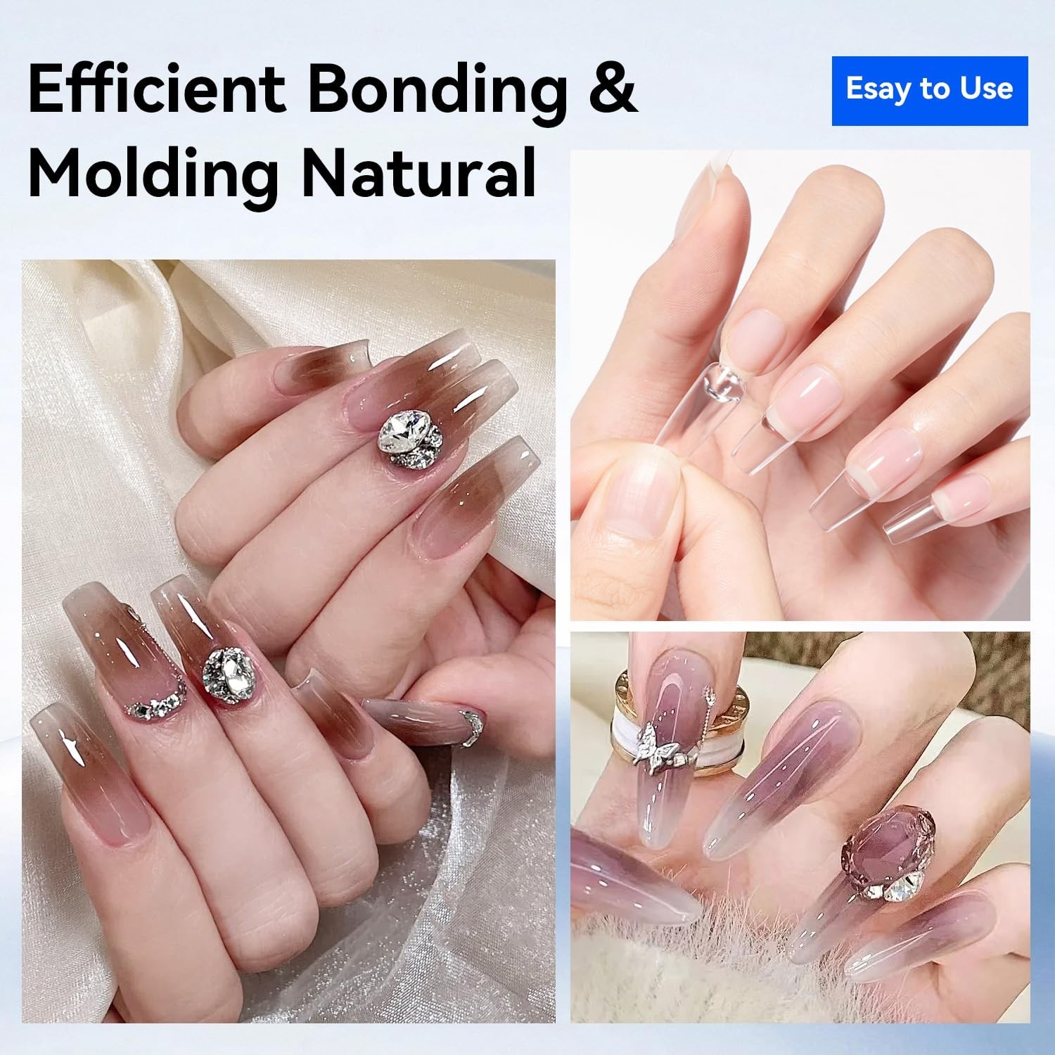 15ml Nail Glue Gel 4 in 1 for Nail Tips Long Lasting Extension Glue for Clear Na