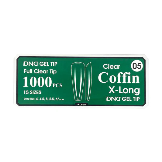 DND Gel Full Clear Tip Box #05 | Coffin Extra Long (1000 pcs)