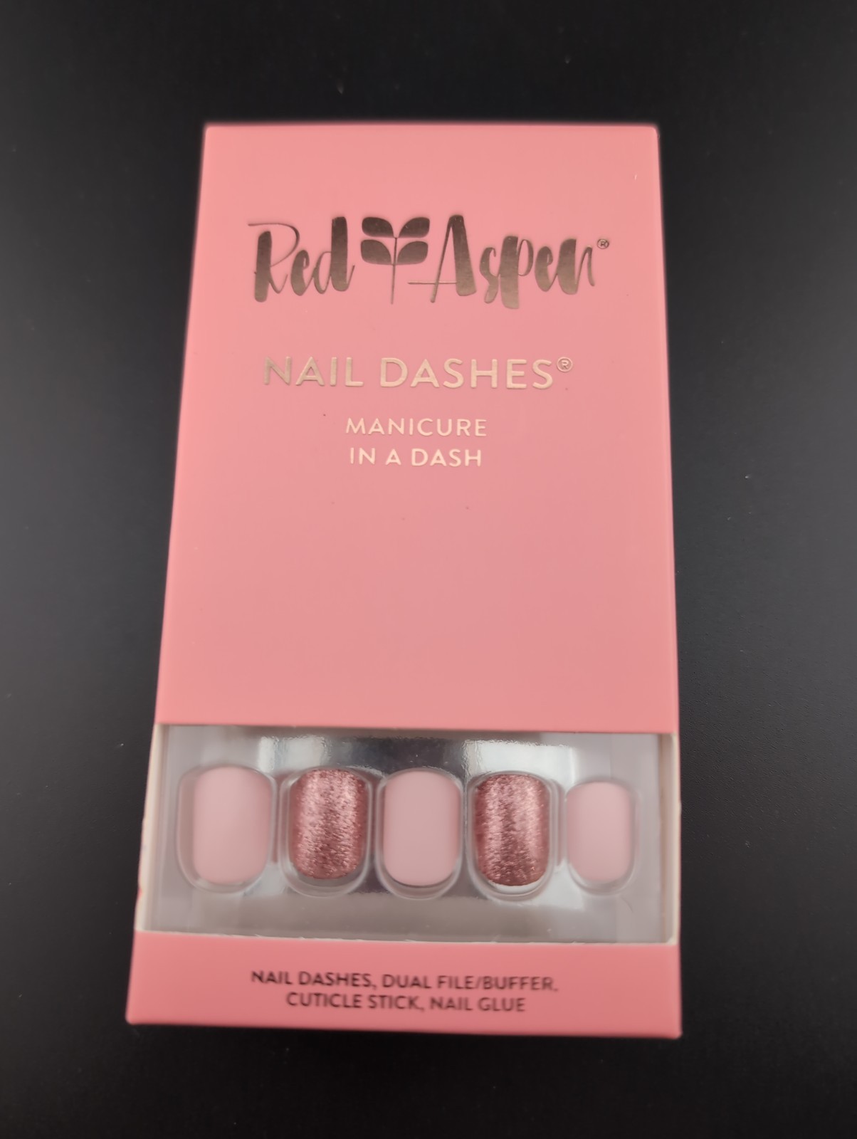 Red Aspen Gidgets Rose Gold Dress Press On Glue On Nails