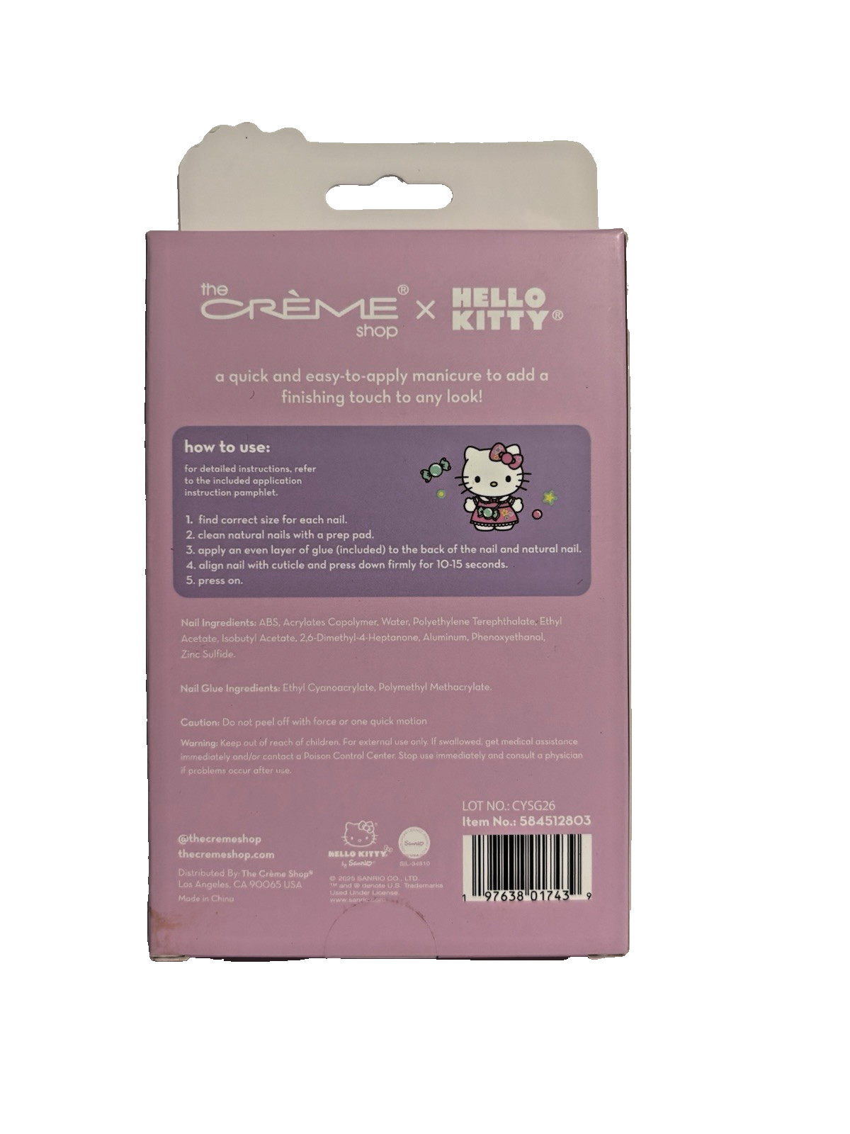 Hello Kitty The Creme Shop 28 Chrome Effect Press On Nails NEW in Box