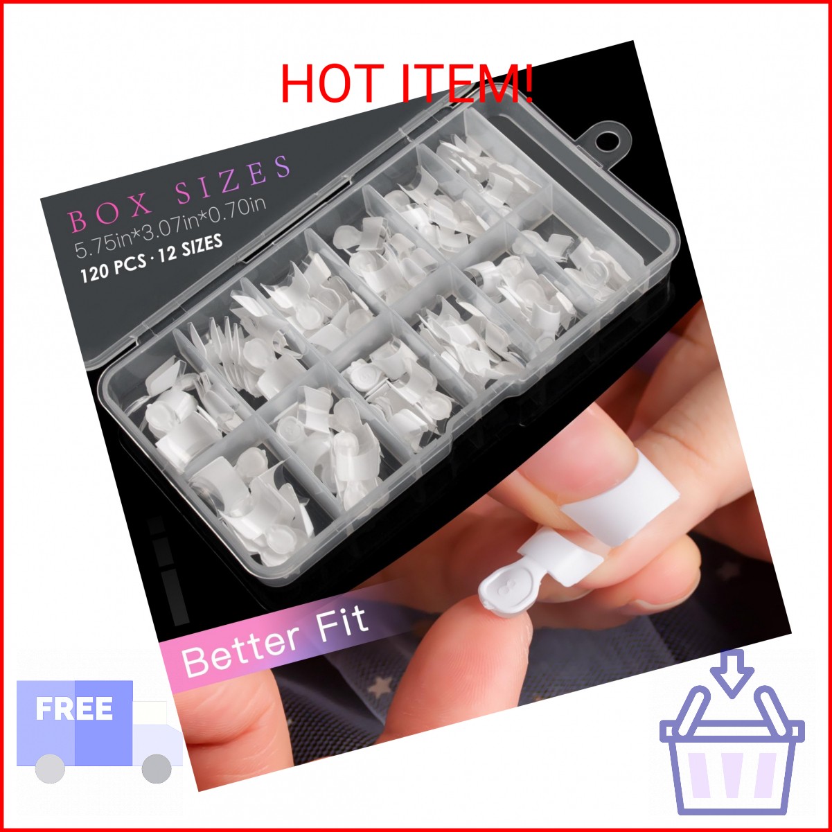 AORAEM 120 PCS Acrylic White Short French Nail Tips
