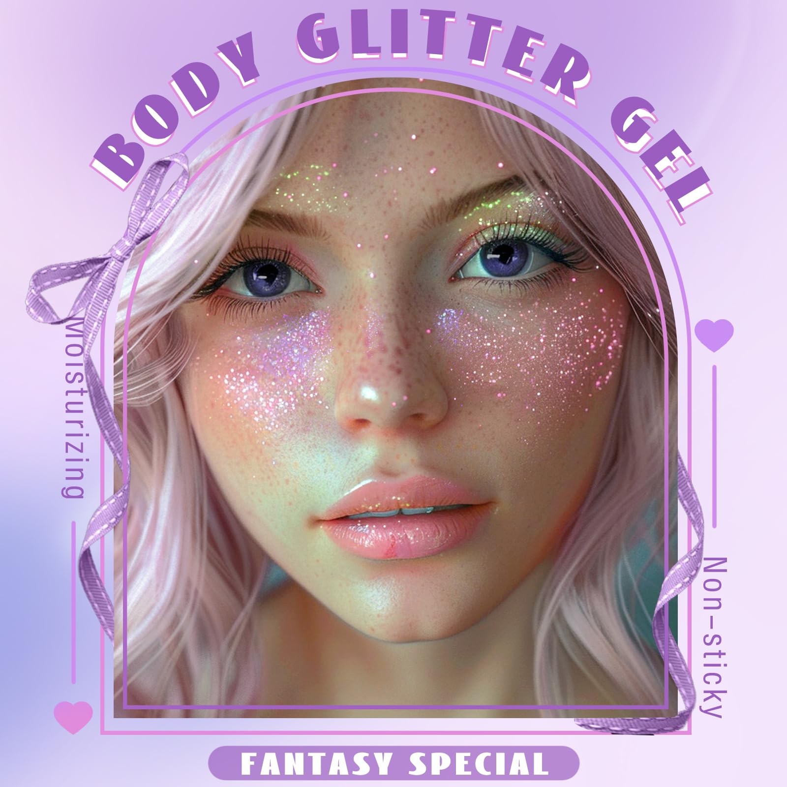 Roll-on Holographic Body Glitter Gel for Face Hair, Chameleon Color Changing Gli
