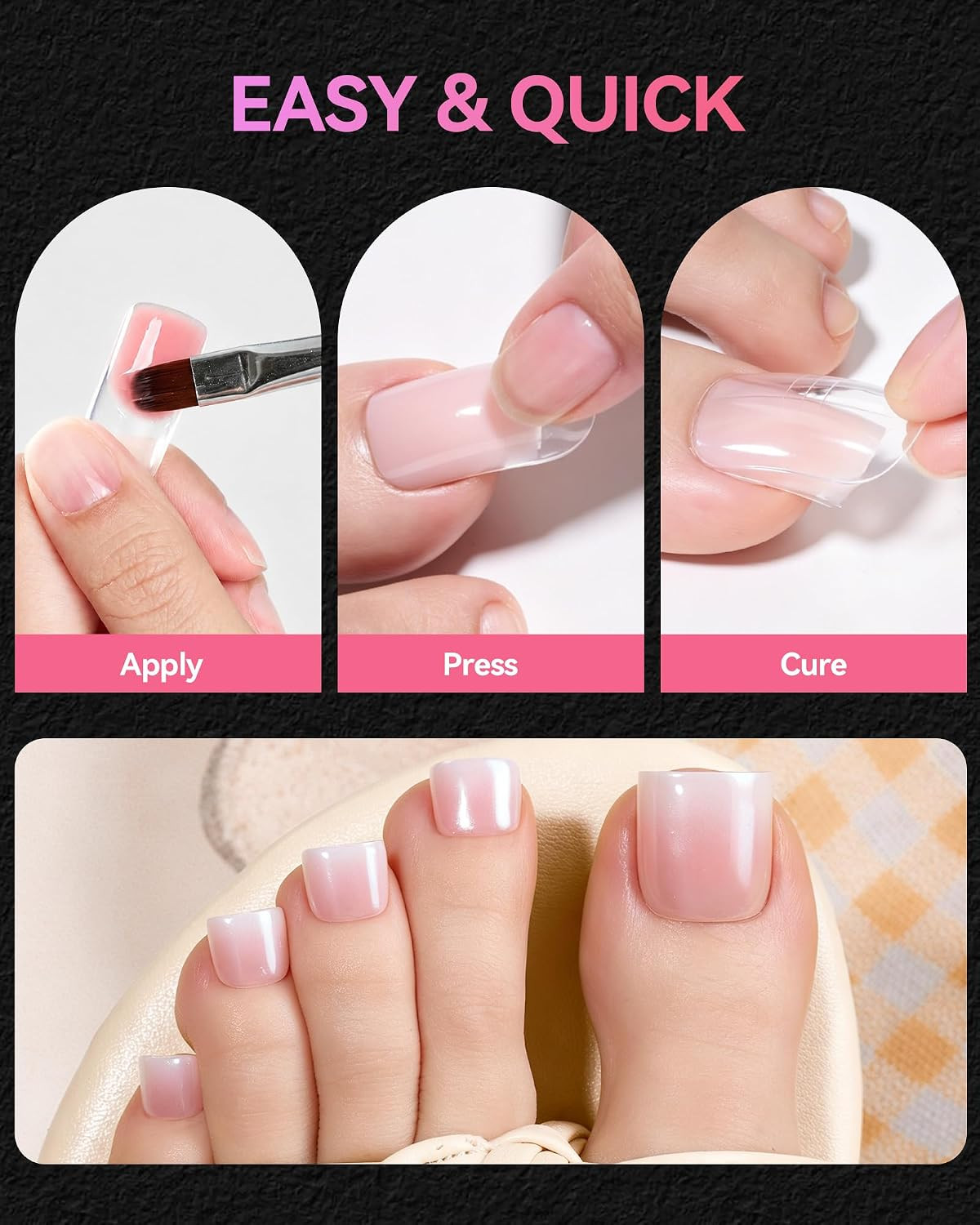 Toe Dual Forms for Poly Nail Gel, 150PCS 15 Sizes Toenail Forms Molds with Lengt
