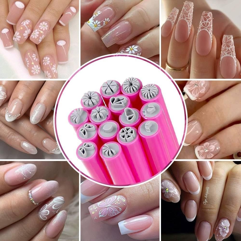 15 PCS Nail Art Stamp Pen Set, Different Flower Rose Butterfly & Dotting Pattern