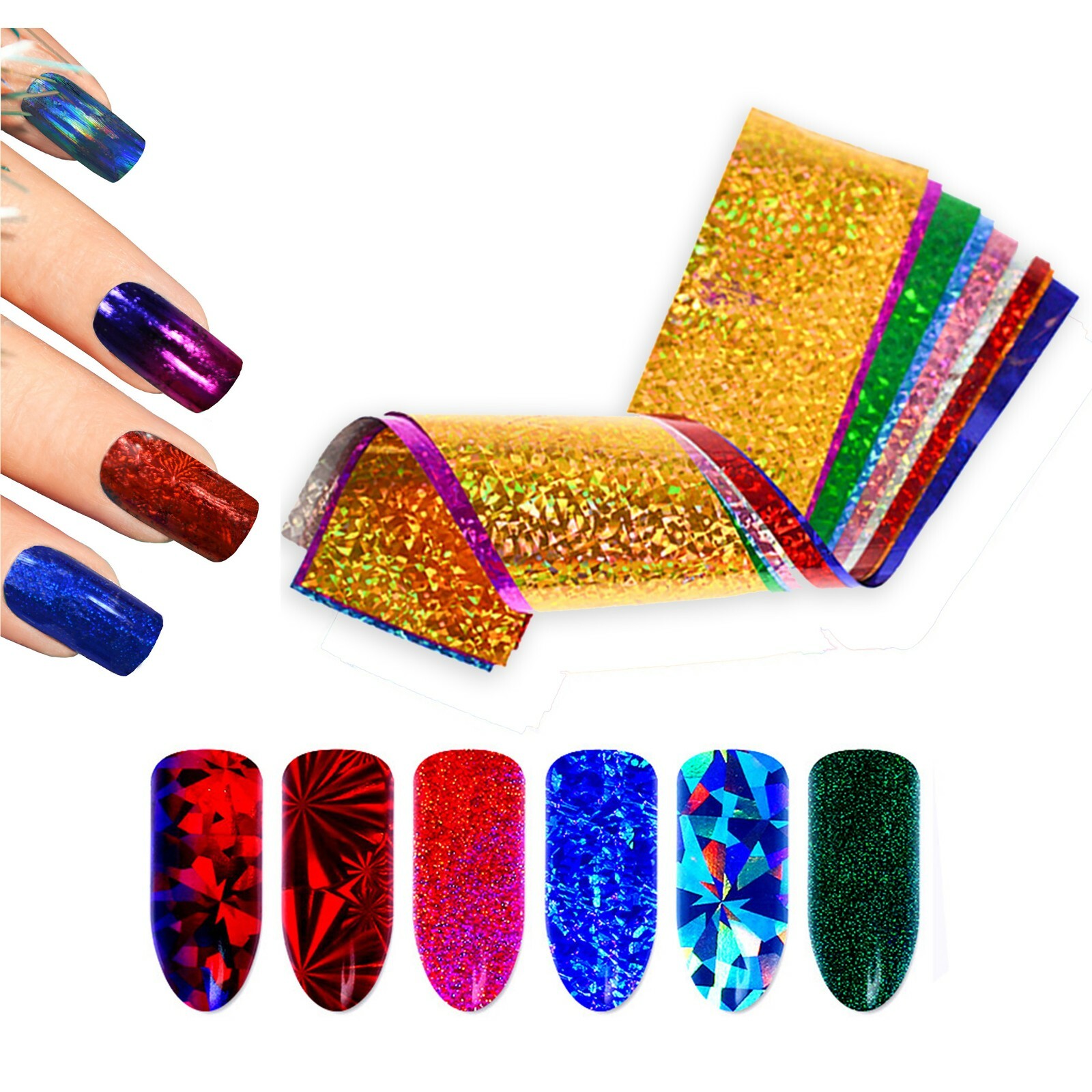 50pcs Nail Foil Transfer Stickers Laser Galaxy Starry Sky Nail Art Decorations