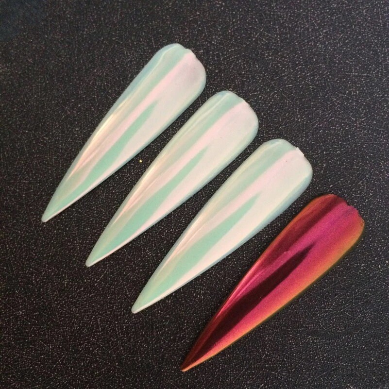 Aurora Nail Chrome Volcano Mermaid AB Mirror Glass Red Effect Rainbow Shimmer UK
