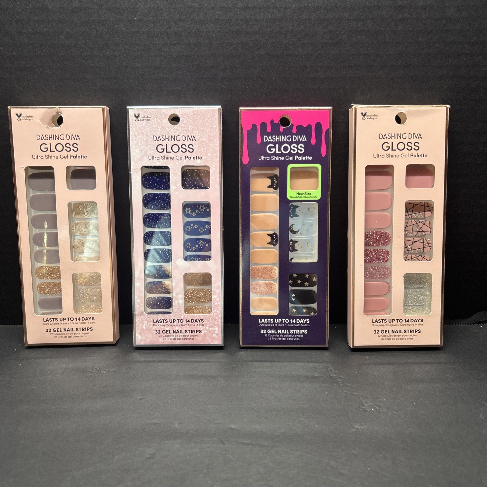 Dashing Diva Gloss 32 Gel Nail Strips Set/4 Pkgs NEW