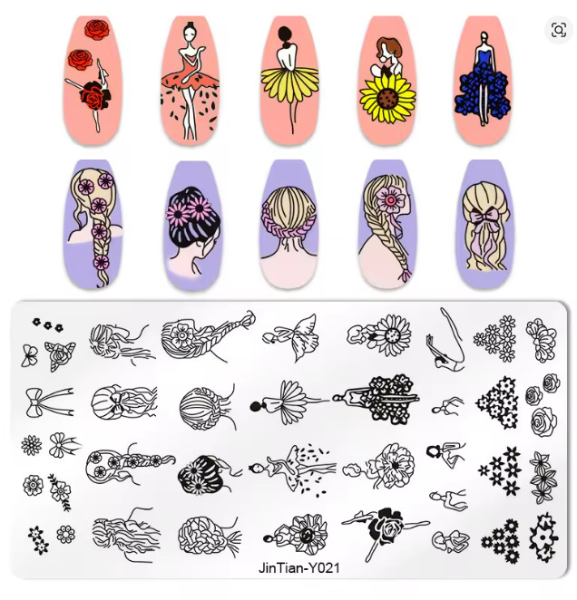 Nail Stamping Plate -JinTian Y-021 Hair, Braids – New