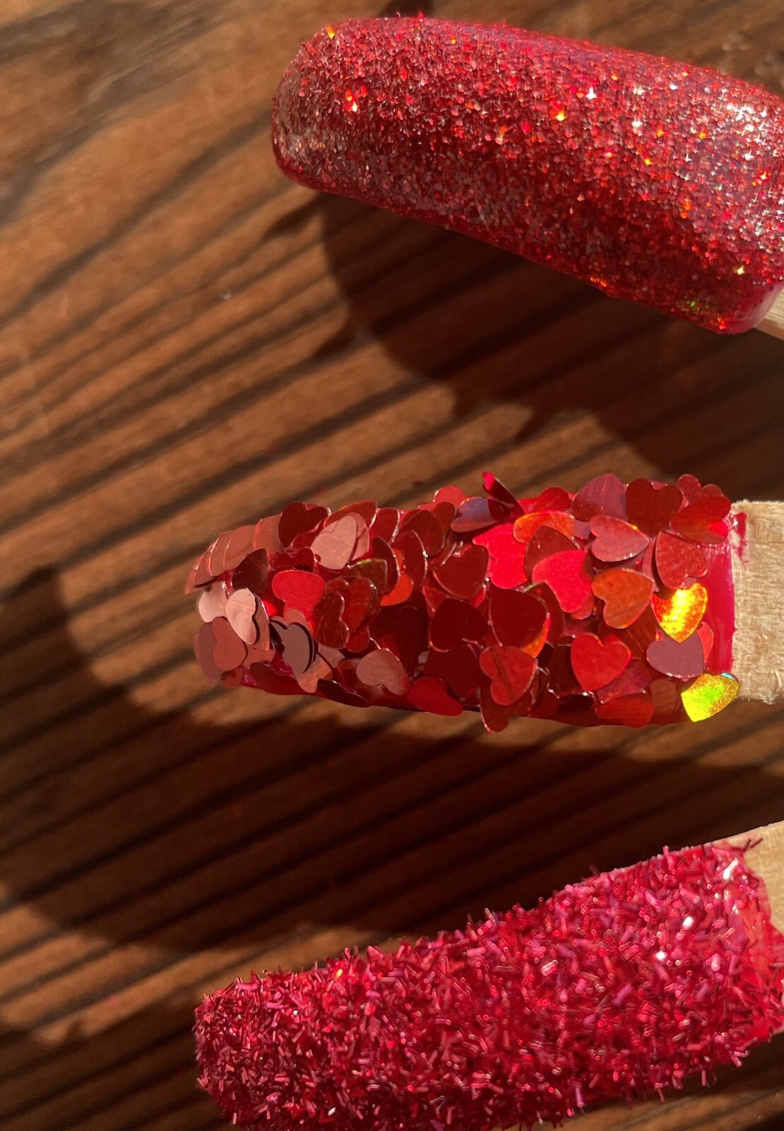 Red Heart Shape Red Pumps Glitter Stack Nails Make-up Color Shifting Glitter