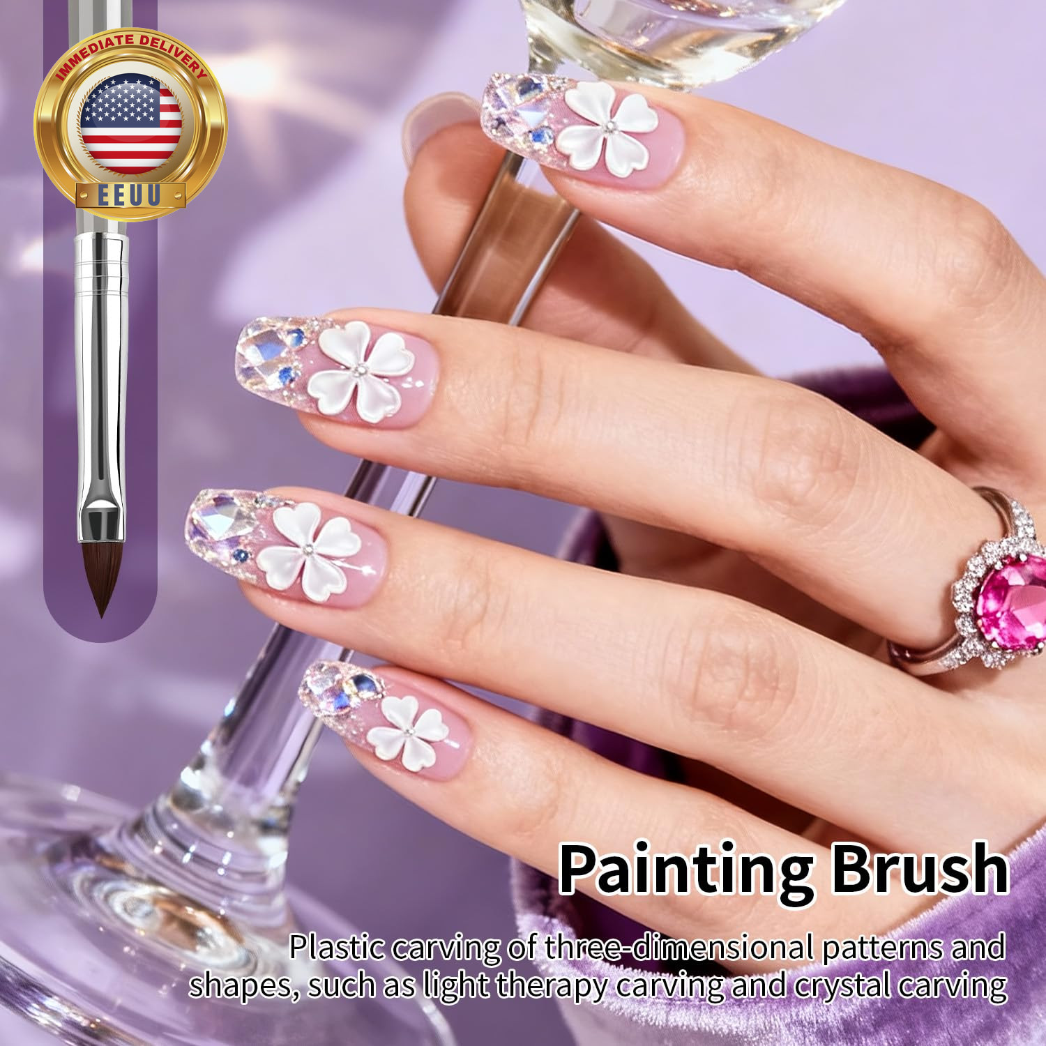 6Packs Nail Art Brushes,Nail Art Tool Set,Dotting Tools,Dust Brush,Striping Brus