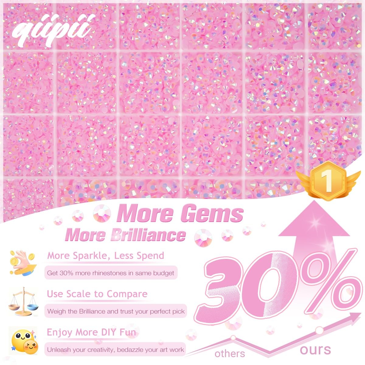 qiipii Light Pink AB Resin Rhinestones w B7000 Glue for Bedazzling Crafting 2…