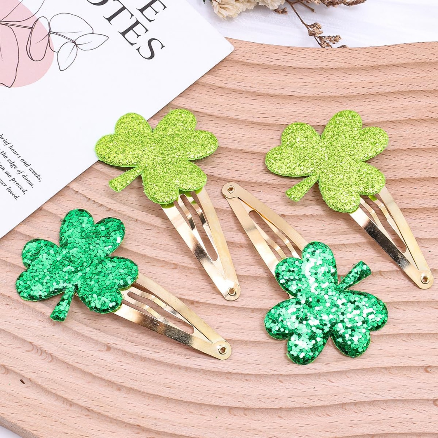 4Pcs St. Patrick’s Day Hair Clips Light Green Shamrock Hair Clips Dark Green …