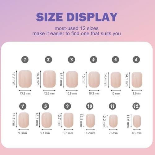 576Pcs Square Press on Nails Glossy Fake Nails Short False Nails Pure style01