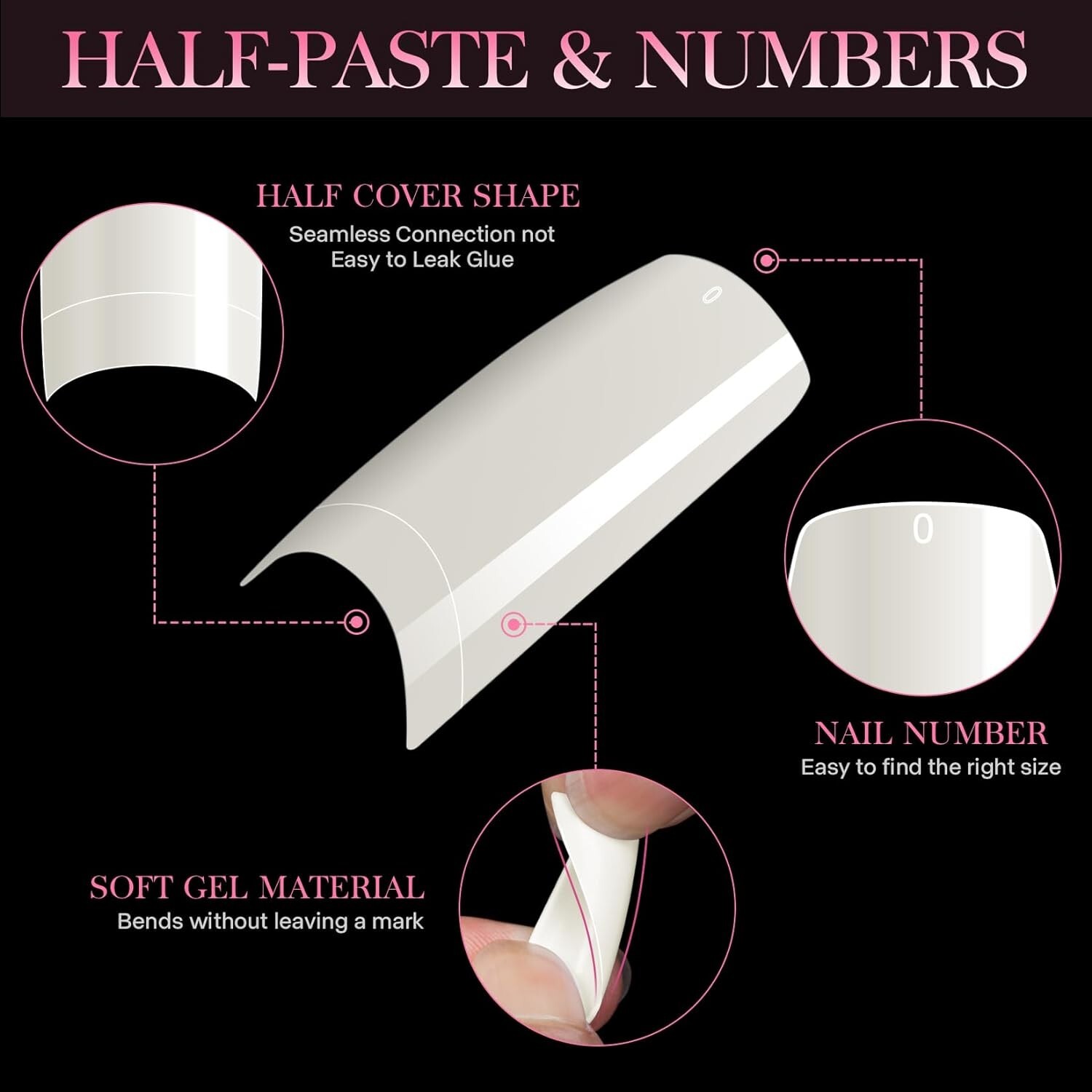 Kit De Uñas Acrilicas 1000 Pcs, 10 Tamaños Para Arte de uñasSalones Y Hogar DIY