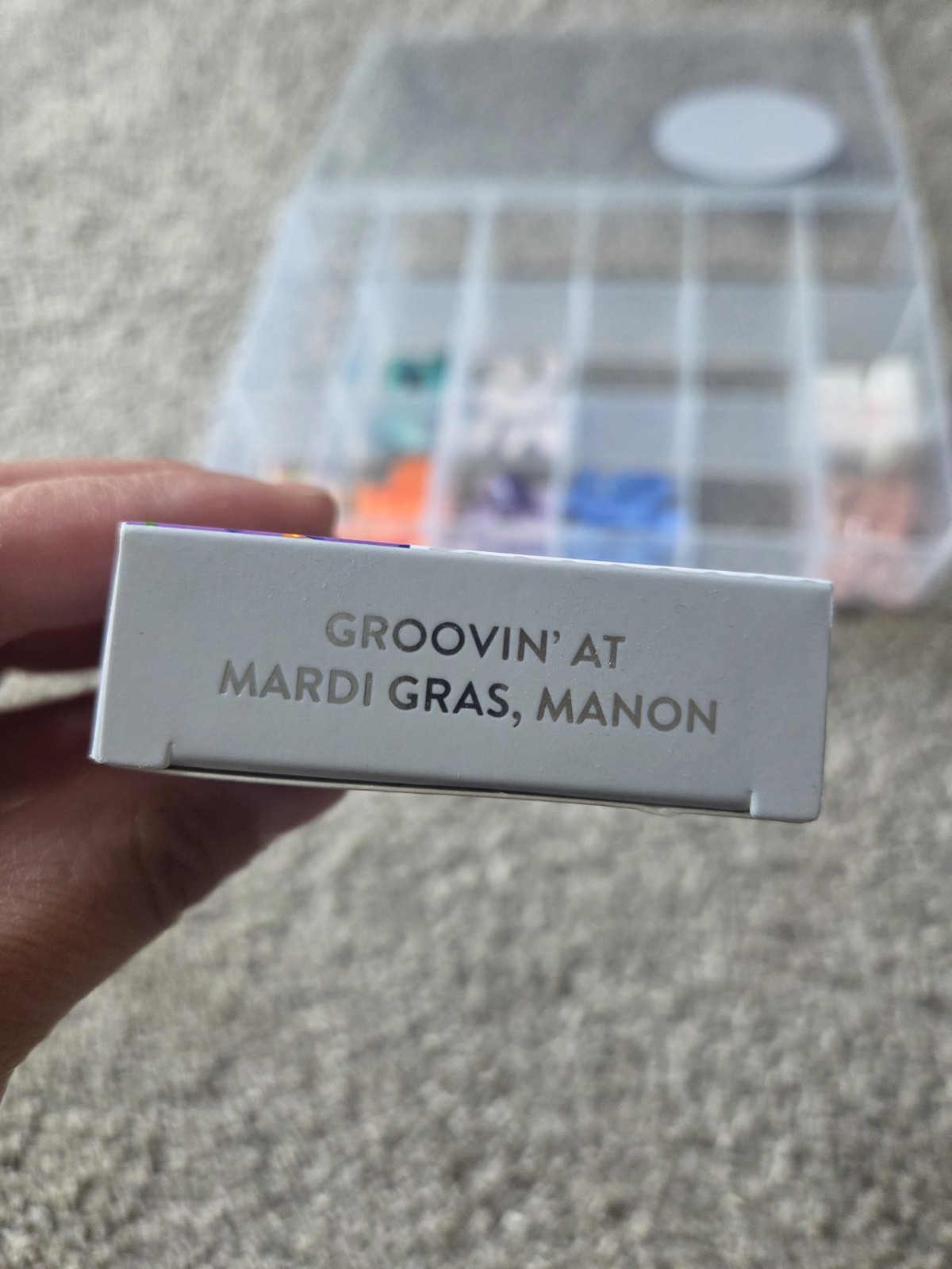 Red Aspen Nail Dashes Press-On Nails Mardi Gras Multicolor Glitter Square