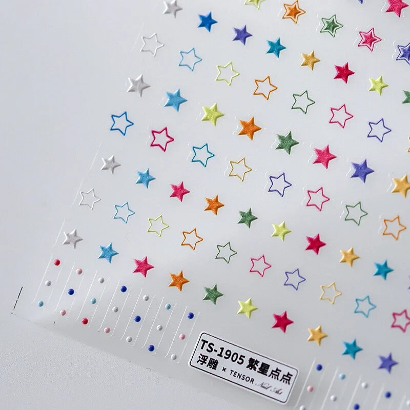 5D Colorful Star Nail Stickers, Self-Adhesive Nail Stickers, Point (438)