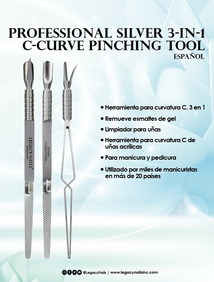 Professional Silver 3 in 1 C-Curve Pinching Tool | Legacy Nails
