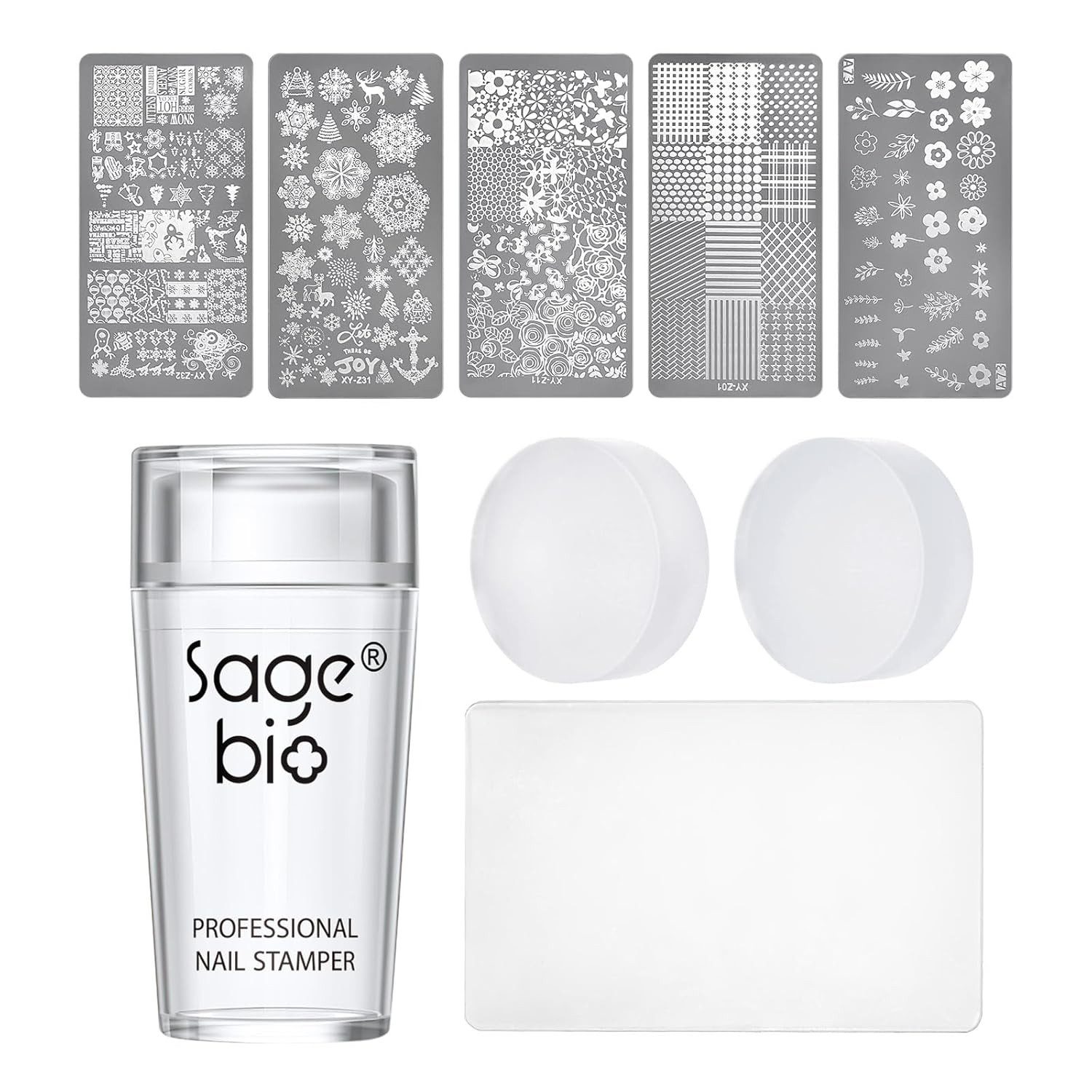 Estampador de unas silicona transparente con raspador Manicura corporal visible
