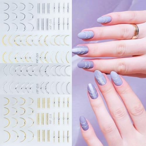 4 Pcs French Line Nail Art Stickers,Manicure Kit,Nail Art Decals,5D Embossed