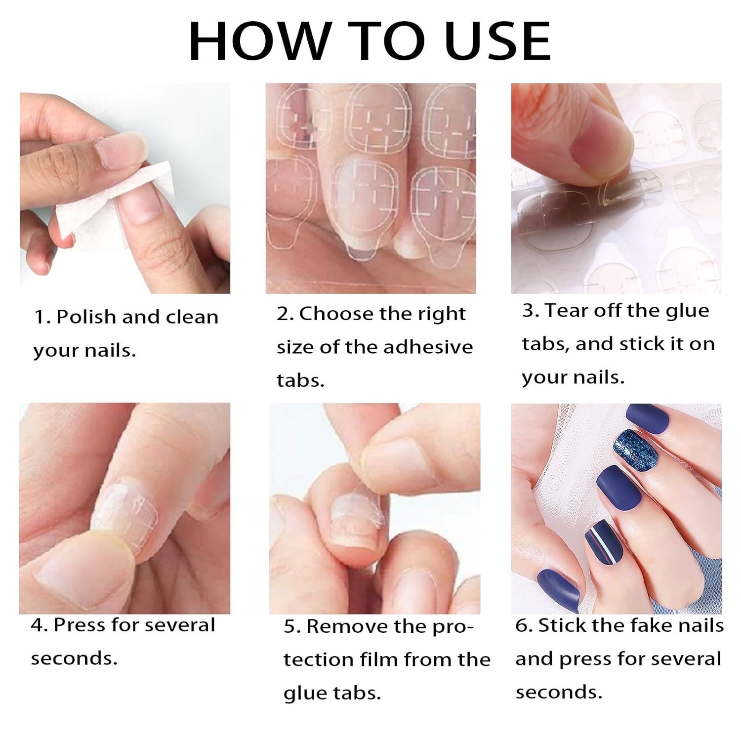 Adhesive Waterproof Breathable Glue Double-Sided Nail Jelly Sticker Tab 1 Sheet