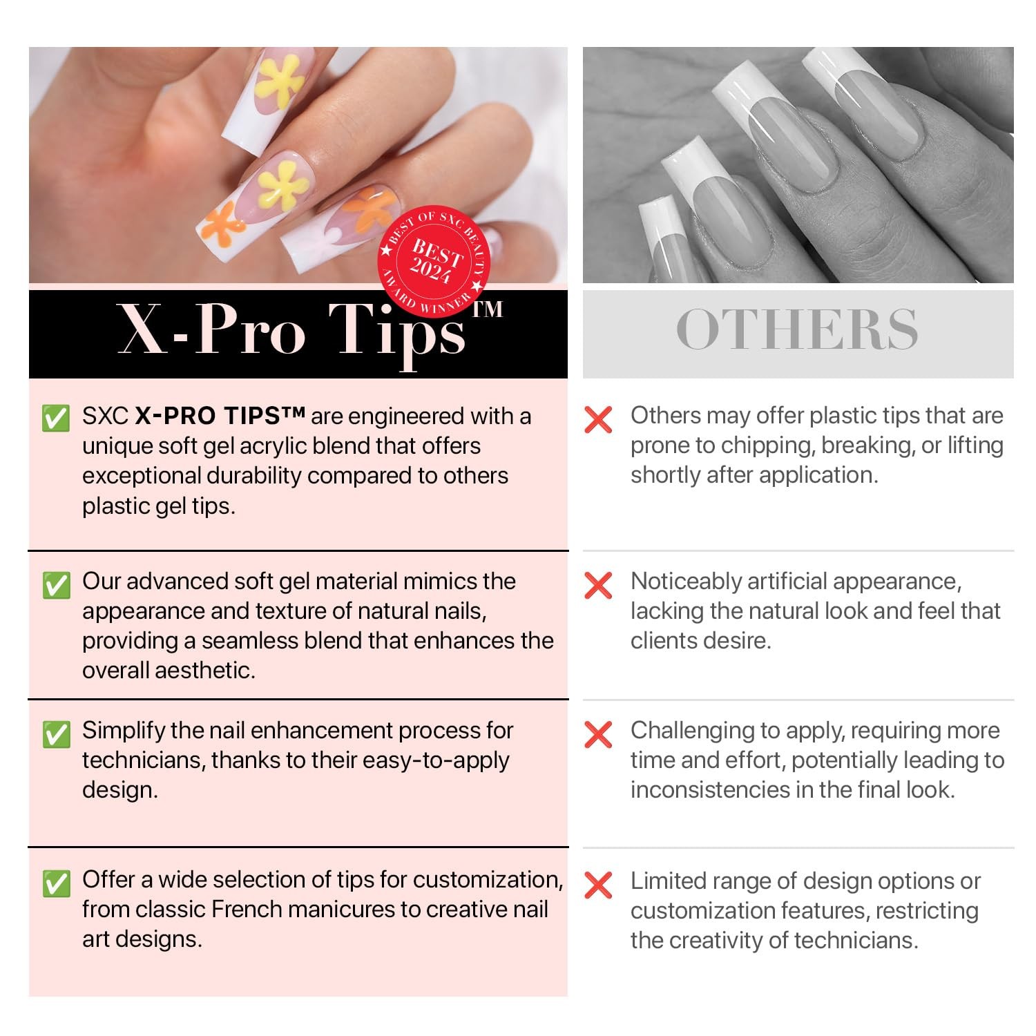 SXC Cosmetics French Tip Press On Nails – Skin Tone Nude and Color Series, Me…