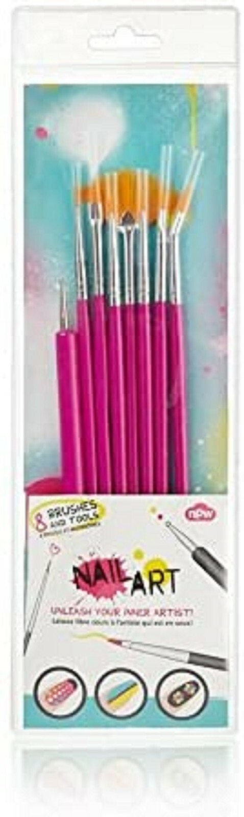 Ladies Womens Girls Set Of 8 Nail Brushes And Tool Set Stocking Filler Gift