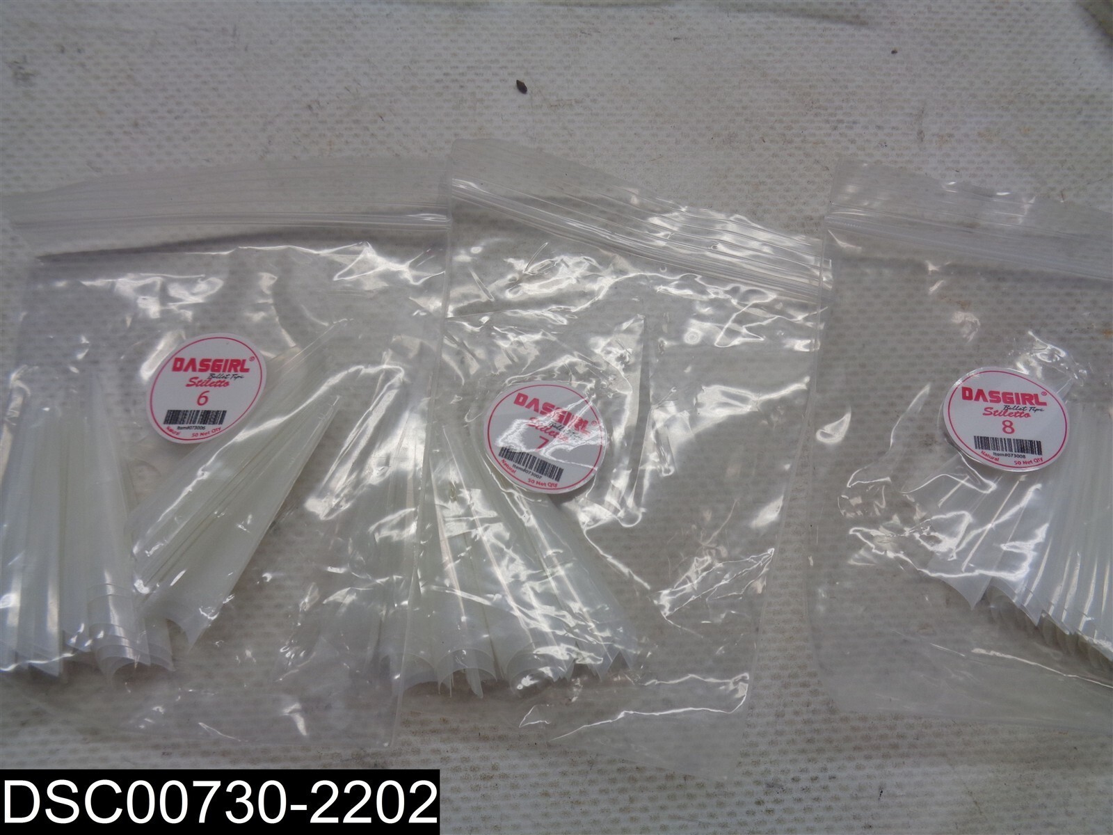 QTY=500 (each pack =50) 073011 Dasgirl Stiletto Natural Size 0-10 Nail Tips
